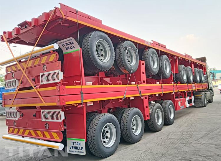 40 FT Flatbed 4 Axle Trailer with Front Wall for Sale in Ghana