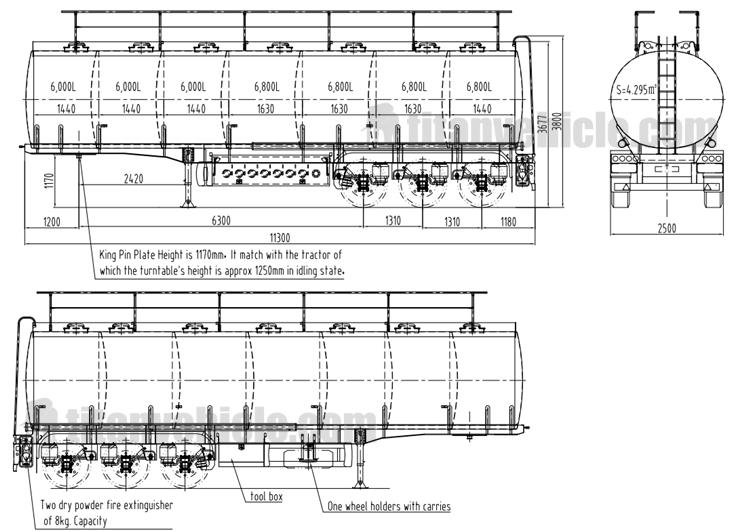 3 axles 45200 liters fuel tanker trailer