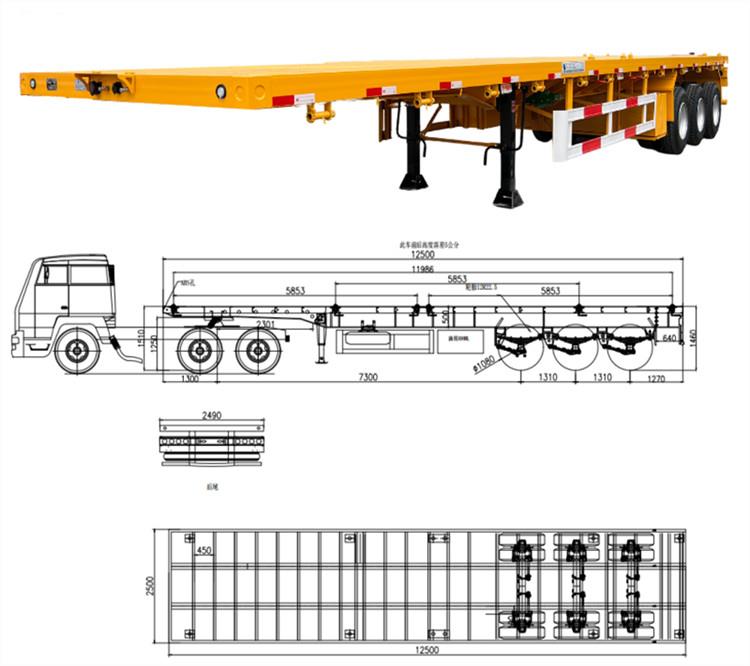 3 Axle 40 FT Flat Bed Trailers for Sale Near Me Price in Ghana