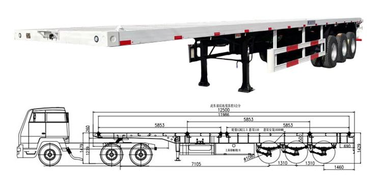 40 Foot Flatbed Trailer Price - 3 Axle Flatbed Semi Trailer for Sale in Ghana