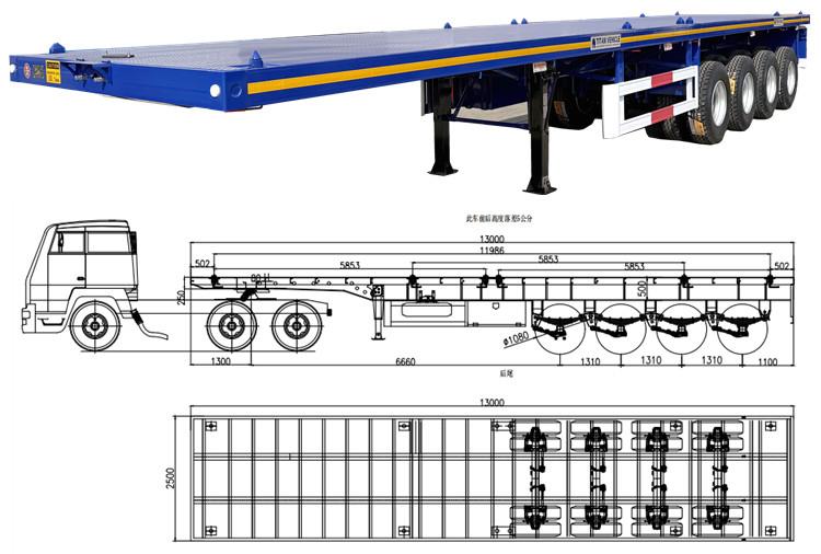 80 Ton 4 Axle Semi Flatbed Trailer for Sale in Ghana