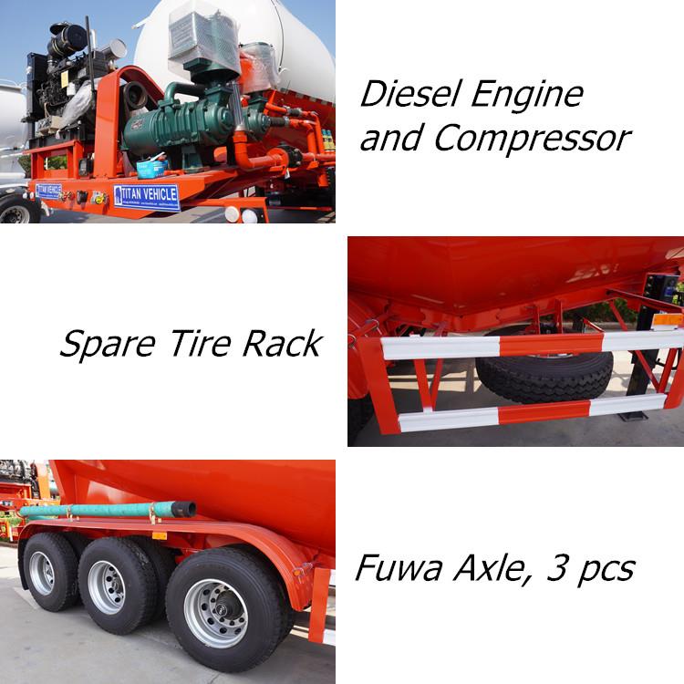 3 Axle 40cbm Cement Bulk Carrier Tanker Trailer for Sale in Ghana