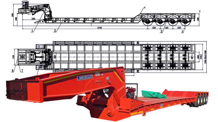 4 Axle 100 Ton Detachable Gooseneck Lowboy Trailer for Sale in Ghana | Detach Neck Trailer