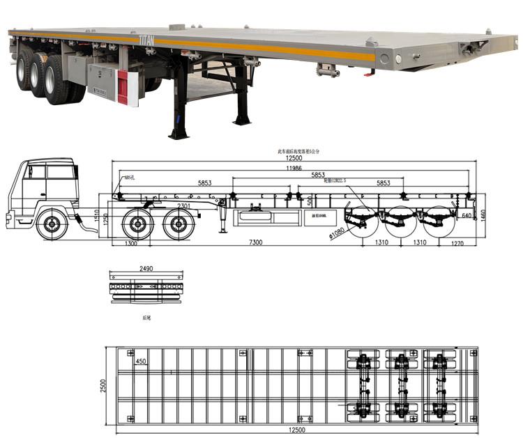 40FT Flat Bed Trailer Price | Tri Axle Trailer for Sale in Ghana