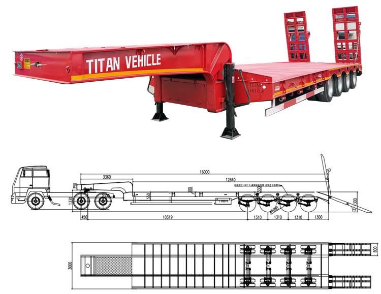 Low Bed Truck Price - 4 Axle 100 Ton Low Bed Trailer for Sale in Ghana