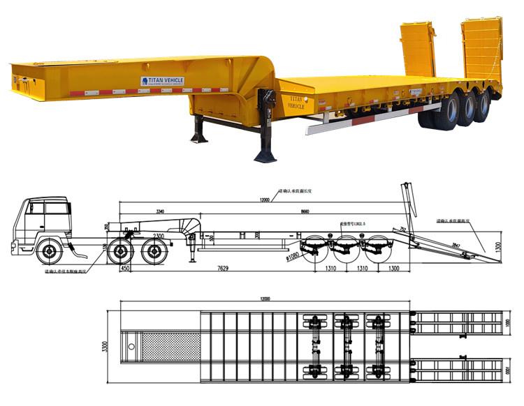 3 Axle 40FT Low Bed Semi Trailer for Sale in Ghana