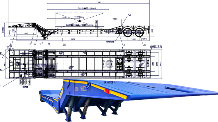 120 Ton Floding Gooseneck Lowboy Trailer for Sale in Ghana