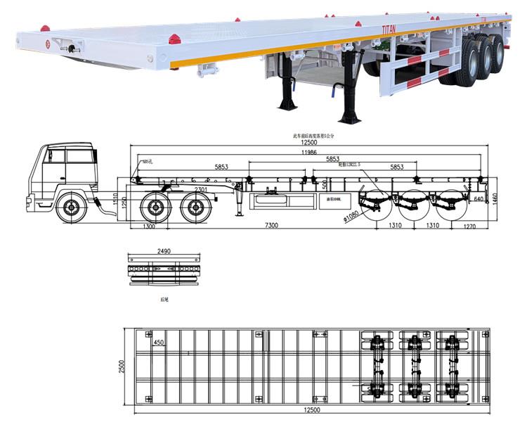 Tri Axle 40 Ft Flatbed Trailer for Sale Near Me in Ghana