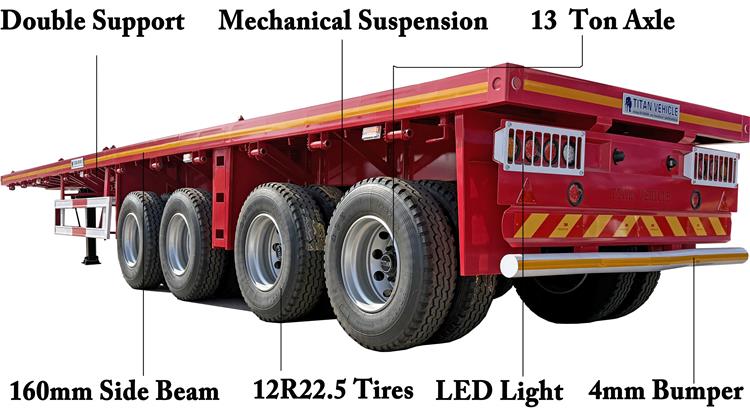4 Axle Flatbed Container Trailer for Sale In Ghana