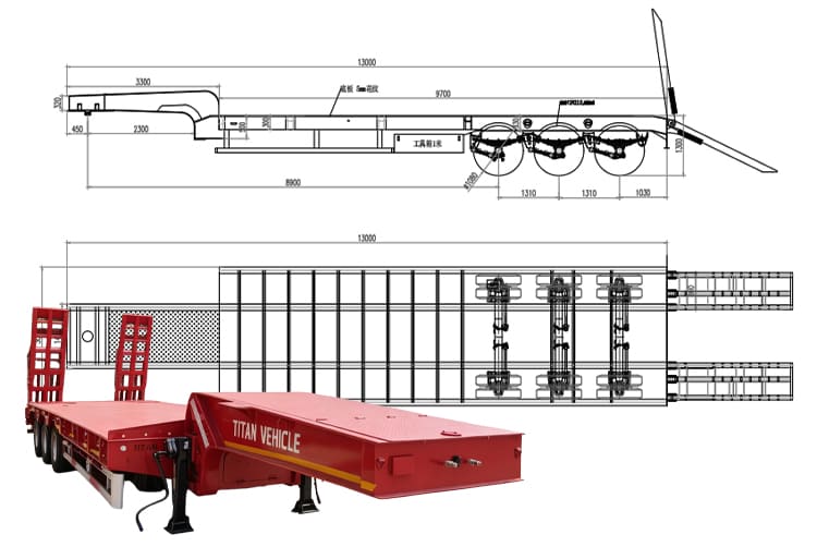 60 Ton Low Bed Trailer Price for Sale in Ghana