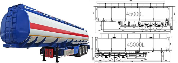 3 Axle 45000 Liters Oil Tanker Trailer for Sale In Ghana
