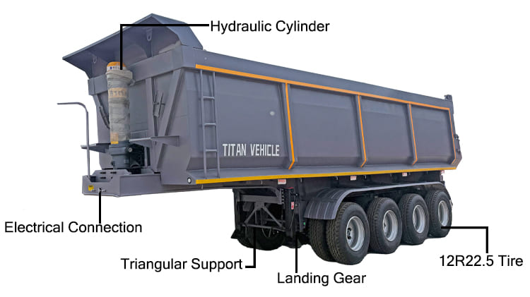 80T Heavy Duty Rear Dump Trailers for Sale Near Me in Ghana